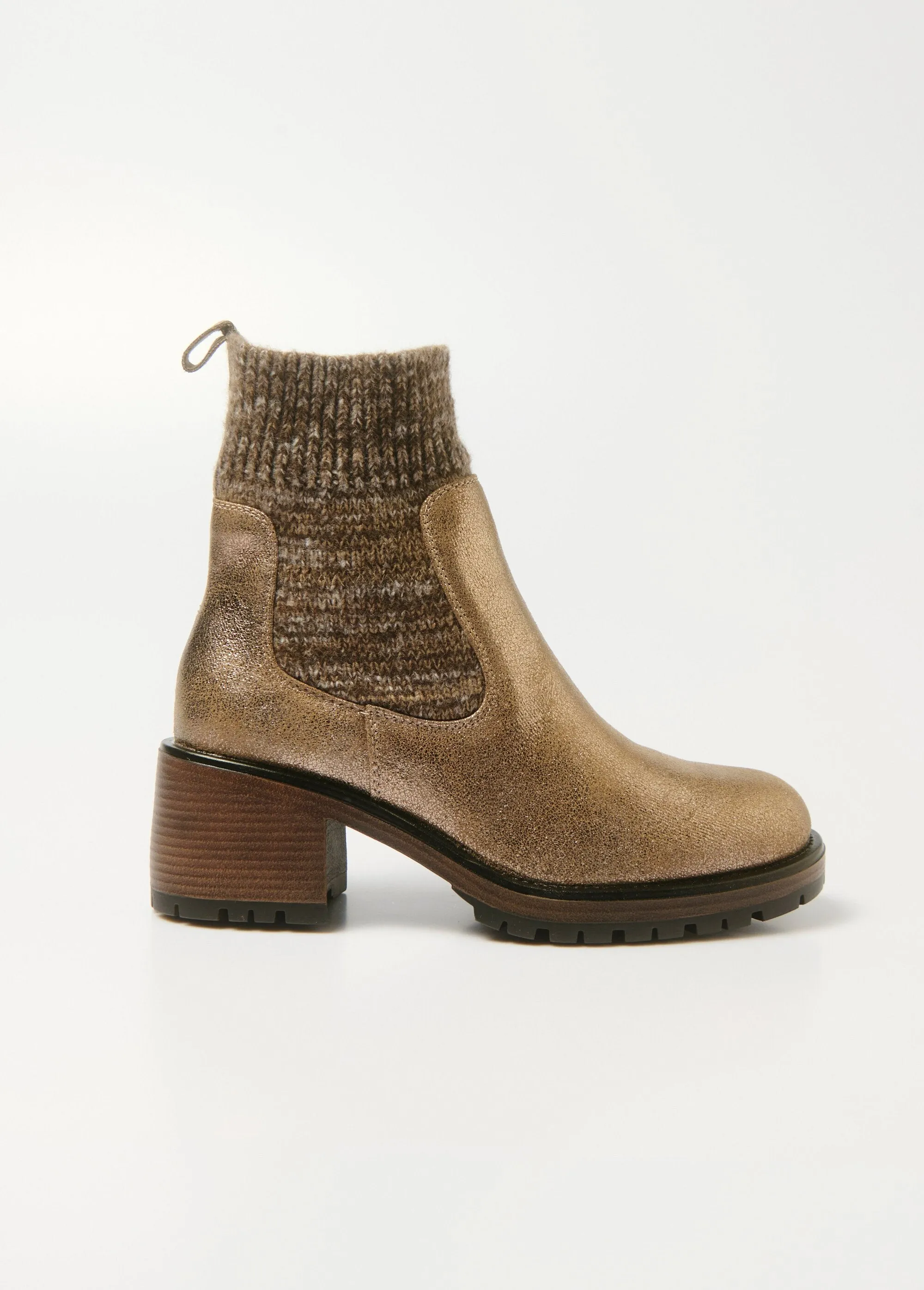 Boots métalisées à talon tige chaussette